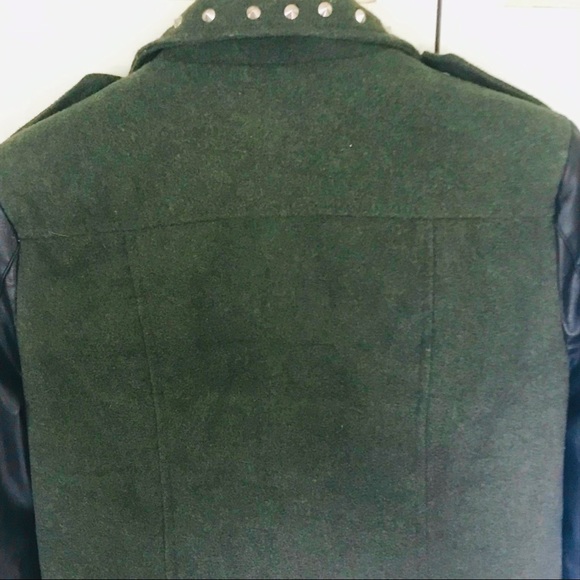 Rare L2 Faux Leather Jacket with Wool-Dark Olive - Picture 5 of 14